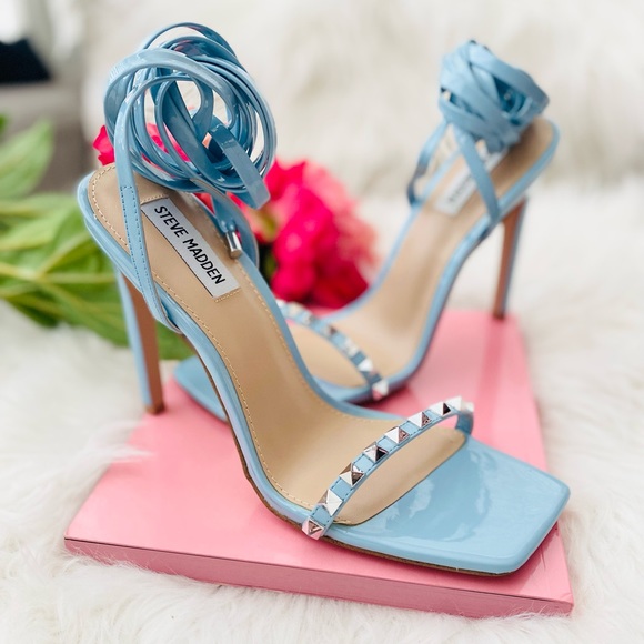 NEW | Steve Madden Underate-S Studded Wrap Heeled Sandals - Picture 2 of 10